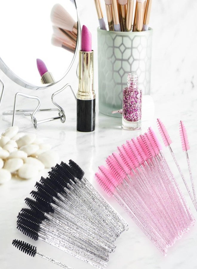 TKYZMS 200 Pcs Disposable Mascara Wands,Lash Spoolies Crystal Eyebrow Spoolies Brush Eyelash Applicator Tool Spoolies for Eyebrow,Used for Eyelash Extension Eyebrows Cosmetics(Black and Pink) - Image 2